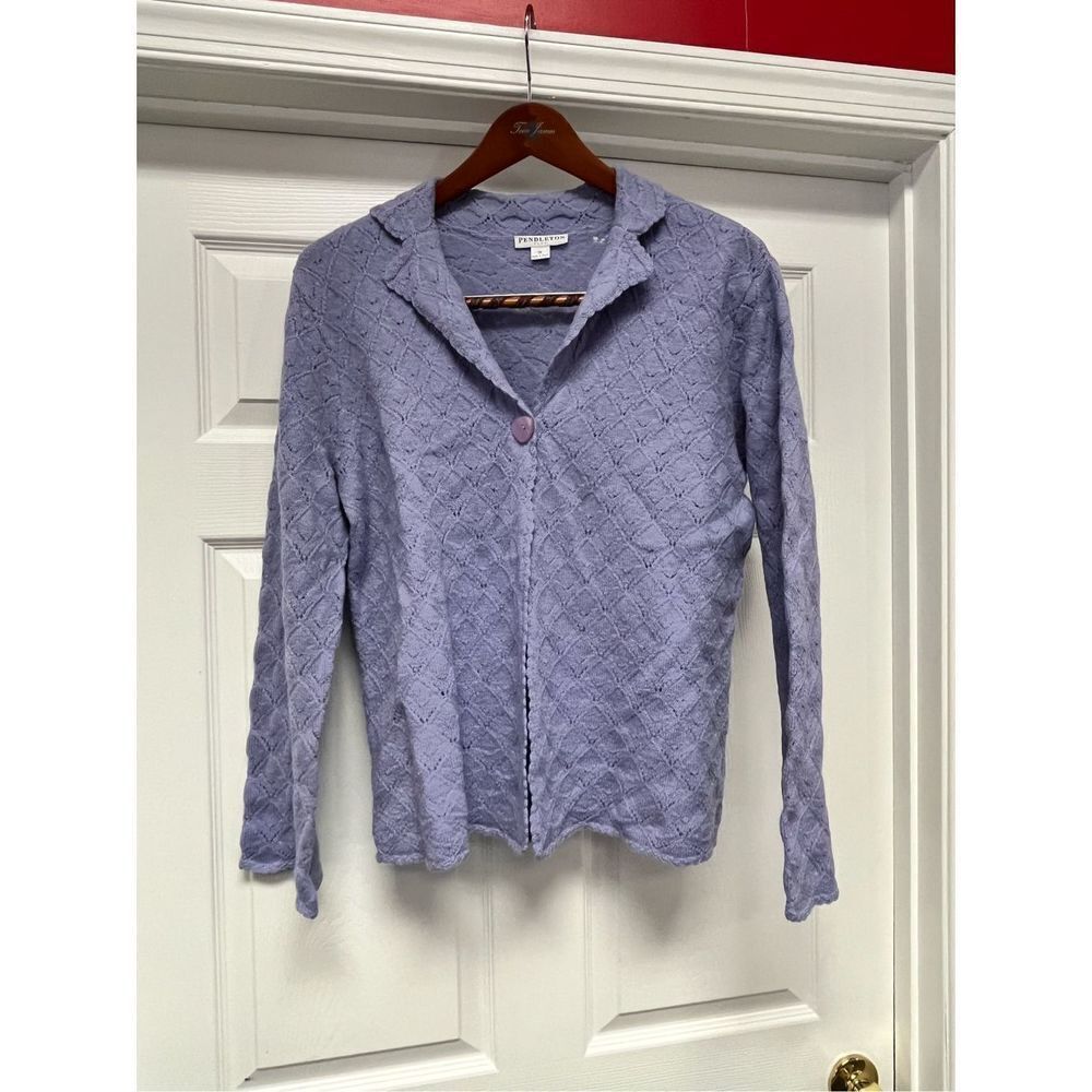 Pendleton Lavender Wool Single Button Cardigan Sweater sz 1X EUC